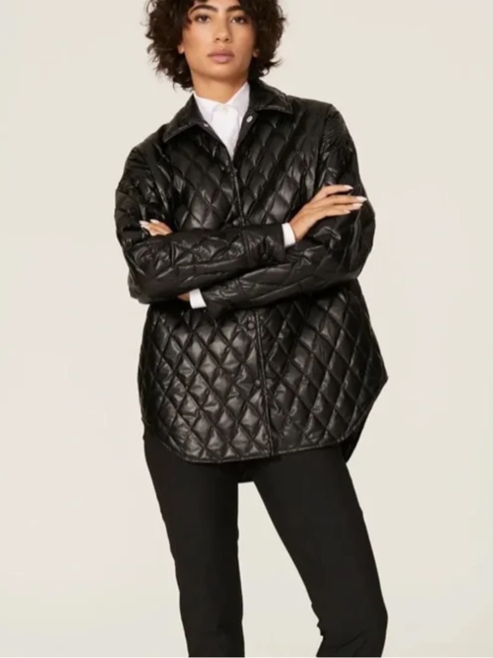 Theory Quilted Faux Leather Shirt Jacket